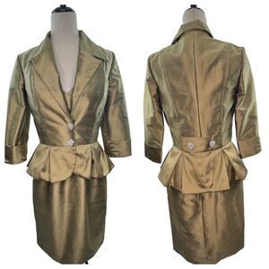 Sarah Danielle Gold Midi Dress with Jacket